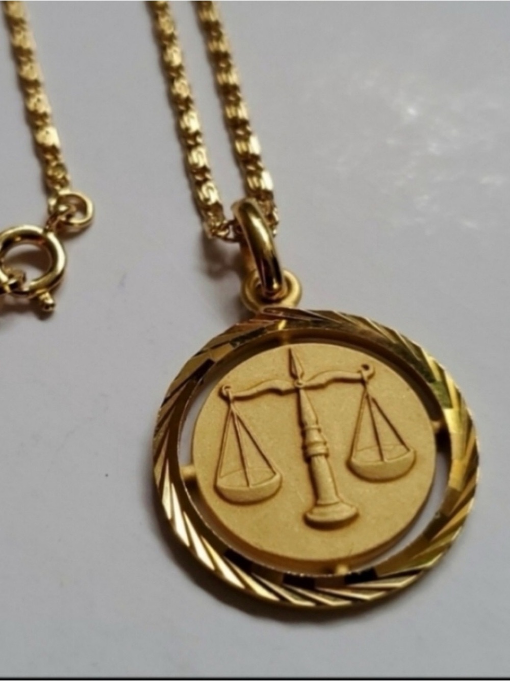 Libra Zodiac Gold Pendant Necklace